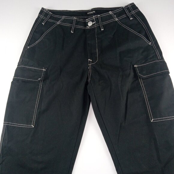 True Religion Cargo Pants Men's Size 34 Jet Black Relaxed Fit Flap Pockets - Picture 2 of 9